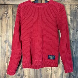 Y2K Polo Jeans Red Ribbed Crewneck Sweater
